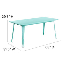 Load image into Gallery viewer, 31.5" x 63" Rectangular Mint Green Metal Indoor-Outdoor Table
