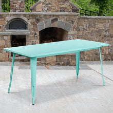 Load image into Gallery viewer, 31.5" x 63" Rectangular Mint Green Metal Indoor-Outdoor Table
