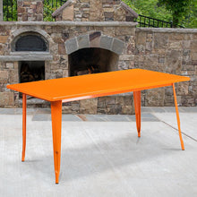Load image into Gallery viewer, 31.5" x 63" Rectangular Orange Metal Indoor-Outdoor Table
