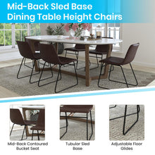 Load image into Gallery viewer, 18 in Mid-Back Sled Base Dining Chair in Dark Brown with Black Frame, Set of 2
