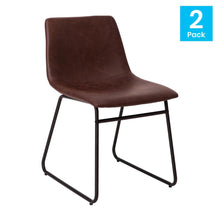 Load image into Gallery viewer, 18 in Mid-Back Sled Base Dining Chair in Dark Brown with Black Frame, Set of 2
