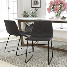 Load image into Gallery viewer, 18 in Mid-Back Sled Base Dining Chair in Dark Gray with Black Frame, Set of 2
