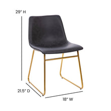 Load image into Gallery viewer, 18 in Mid-Back Sled Base Dining Chair in Dark Gray with Gold Frame, Set of 2
