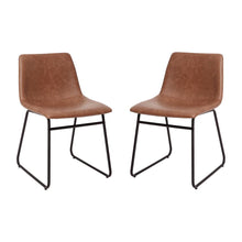 Load image into Gallery viewer, 18 in Mid-Back Sled Base Dining Chair in Light Brown with Black Frame, Set of 2
