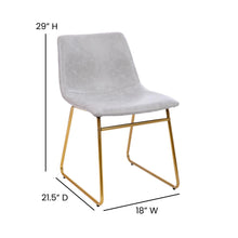 Load image into Gallery viewer, 18 in Mid-Back Sled Base Dining Chair in Light Gray with Gold Frame, Set of 2
