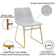 Load image into Gallery viewer, 18 in Mid-Back Sled Base Dining Chair in Light Gray with Gold Frame, Set of 2
