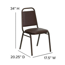 Load image into Gallery viewer, Trapezoidal Back Stacking Banquet Chair in Brown Vinyl - Copper Vein Frame
