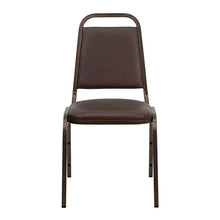 Load image into Gallery viewer, Trapezoidal Back Stacking Banquet Chair in Brown Vinyl - Copper Vein Frame
