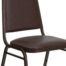 Load image into Gallery viewer, Trapezoidal Back Stacking Banquet Chair in Brown Vinyl - Copper Vein Frame
