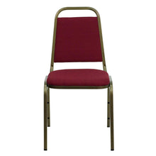 Load image into Gallery viewer, Trapezoidal Back Stacking Banquet Chair in Burgundy Fabric - Gold Vein Frame
