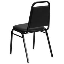 Load image into Gallery viewer, Trapezoidal Back Stacking Banquet Chair in Black Vinyl - Black Frame
