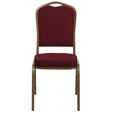 Load image into Gallery viewer, Crown Back Stacking Banquet Chair in Burgundy Fabric - Gold Frame
