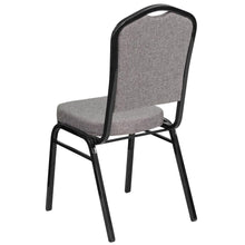 Load image into Gallery viewer, Crown Back Stacking Banquet Chair in Gray Fabric - Black Frame
