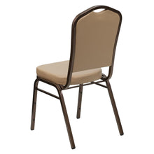 Load image into Gallery viewer, Crown Back Stacking Banquet Chair in Tan Vinyl - Copper Vein Frame
