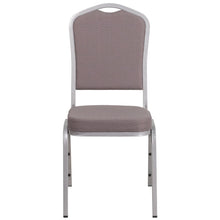 Load image into Gallery viewer, Crown Back Stacking Banquet Chair in Gray Dot Fabric - Silver Frame
