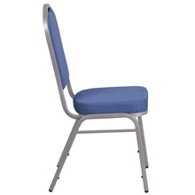 Load image into Gallery viewer, Crown Back Stacking Banquet Chair in Blue Fabric - Silver Frame
