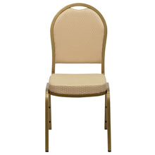 Load image into Gallery viewer, Dome Back Stacking Banquet Chair in Beige Patterned Fabric - Gold Frame
