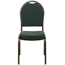 Load image into Gallery viewer, Dome Back Stacking Banquet Chair in Green Patterned Fabric - Gold Vein Frame
