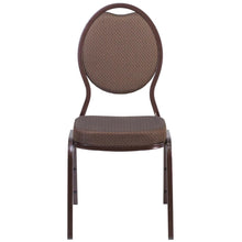 Load image into Gallery viewer, Teardrop Back Stacking Banquet Chair in Brown Fabric - Copper Vein Frame

