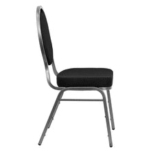 Load image into Gallery viewer, Teardrop Back Stacking Banquet Chair in Black Fabric - Silver Vein Frame
