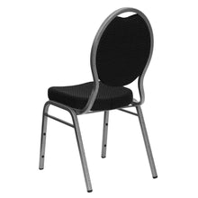 Load image into Gallery viewer, Teardrop Back Stacking Banquet Chair in Black Fabric - Silver Vein Frame
