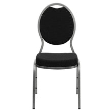 Load image into Gallery viewer, Teardrop Back Stacking Banquet Chair in Black Fabric - Silver Vein Frame
