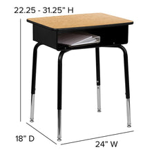 Load image into Gallery viewer, Student Desk with Open Front Metal Book Box - Natural
