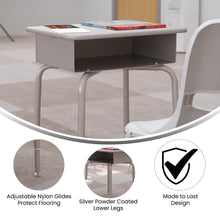 Load image into Gallery viewer, Student Desk with Open Front Metal Book Box - Gray Granite/Silver
