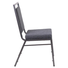 Load image into Gallery viewer, Square Back Stacking Banquet Chair in Dark Gray Fabric with Silvervein Frame
