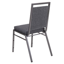 Load image into Gallery viewer, Square Back Stacking Banquet Chair in Dark Gray Fabric with Silvervein Frame
