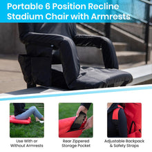 Load image into Gallery viewer, Set of 2 Black Portable Lightweight Stadium Chairs with Armrests
