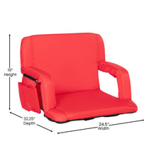 Load image into Gallery viewer, Extra Wide Red Lightweight Stadium Chair with Armrests, Padded Back
