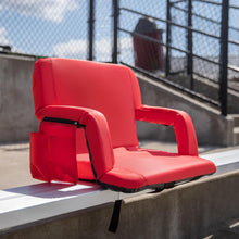 Load image into Gallery viewer, Extra Wide Red Lightweight Stadium Chair with Armrests, Padded Back
