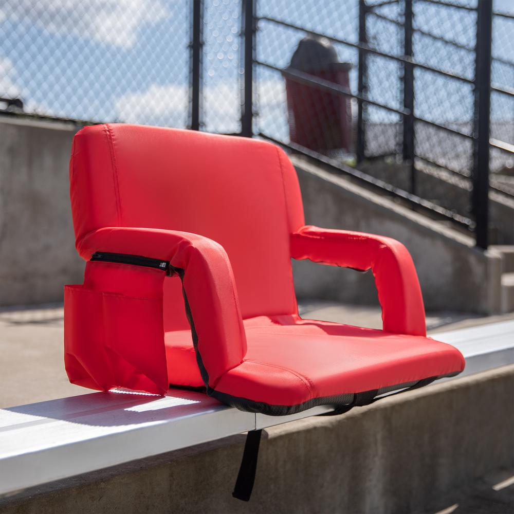 Extra Wide Red Lightweight Stadium Chair with Armrests, Padded Back