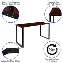Load image into Gallery viewer, Desk Industrial Computer Desk Sturdy Home Office Desk - 55" Length-Mahogany
