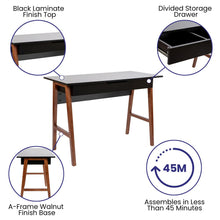 Load image into Gallery viewer, Table Desk for Writing and Work, Black/Walnut
