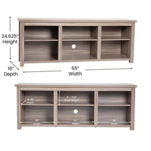 Load image into Gallery viewer, Farmhouse TV Stand up to 80" TVs - 65" Engineered Wood in Gray Wash Oak Finish
