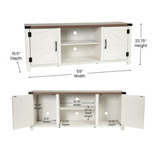 Load image into Gallery viewer, Farmhouse Barn Door TV Stand in White for TV's up to 65 ines - 59

