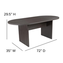 Load image into Gallery viewer, 6 Foot (72 inch) Oval Conference Table in Rustic Gray
