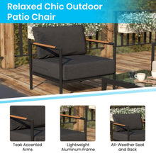 Load image into Gallery viewer, Patio Chair with Cushions - Aluminum Framed Chair, Black with Charcoal Cushions
