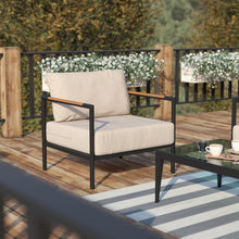 Load image into Gallery viewer, Patio Chair with Cushions - Aluminum Framed Chair, Black with Beige Cushions
