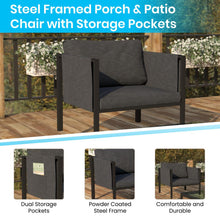 Load image into Gallery viewer, Patio Chair with Cushions, Black with Charcoal Cushions
