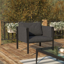 Load image into Gallery viewer, Patio Chair with Cushions, Black with Charcoal Cushions
