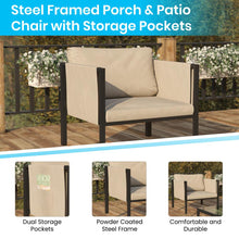 Load image into Gallery viewer, Patio Chair with Cushions, Black with Beige Cushions
