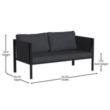 Load image into Gallery viewer, Loveseat with Cushions, Black with Charcoal Cushions
