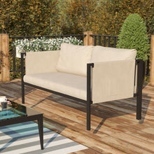 Load image into Gallery viewer, Loveseat with Cushions, Black with Beige Cushions
