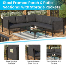 Load image into Gallery viewer, Sectional with Cushions, Black with Charcoal Cushions
