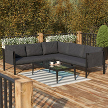 Load image into Gallery viewer, Sectional with Cushions, Black with Charcoal Cushions
