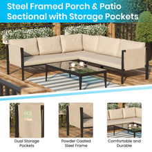 Load image into Gallery viewer, Sectional with Cushions, Black with Beige Cushions
