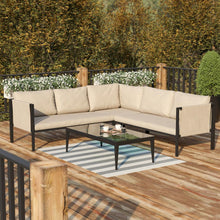 Load image into Gallery viewer, Sectional with Cushions, Black with Beige Cushions
